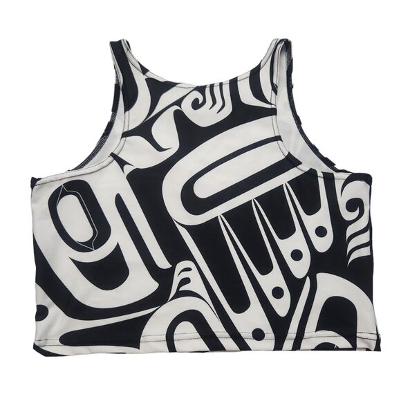 Native Indigenous Three Ravens Design Activewear Crop Cropped Top 42" Bust - Picture 2 of 6